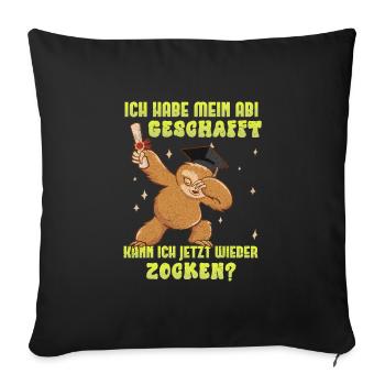 Abitur Habe Mein Abi Geschafft Wieder Zocken? - Sofakissenbezug 45 x 45 cm - Schwarz - Vorne