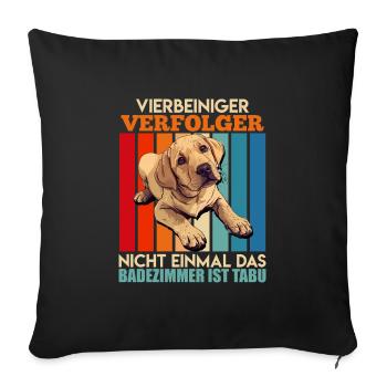 Labrador Lustig VIERBEINER VERFOLGER Treuer - Sofakissenbezug 45 x 45 cm - Schwarz - Vorne