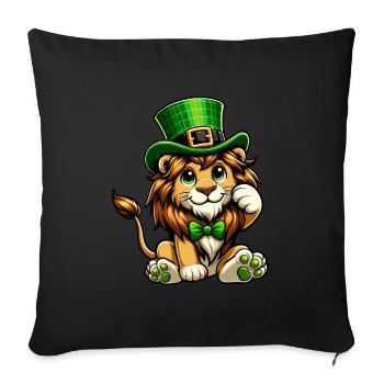 Dessin animé mignon de la Saint-Patrick de Lion - Housse de coussin décorative 45 x 45 cm - noir - Devant