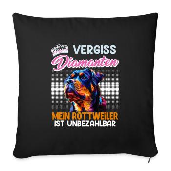 Rottweiler Frau VERGISS DIAMANTEN MEIN ROTTWEILER - Sofakissenbezug 45 x 45 cm - Schwarz - Vorne
