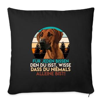 Rhodesian Ridgeback Lustig FÜR JEDEN BISSEN - Sofakissenbezug 45 x 45 cm - Schwarz - Vorne