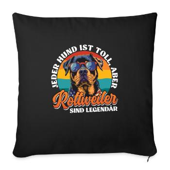 Rottweiler JEDER HUND IST TOLL ABER ROTTWEILER - Sofakissenbezug 45 x 45 cm - Schwarz - Vorne
