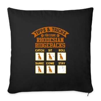 Hundetraining Rhodesian Ridgeback TIPPS UND TRICKS - Sofakissenbezug 45 x 45 cm - Schwarz - Vorne