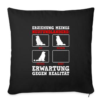 Hundetraining ERZIEHUNG MEINES NEUFUNDLÄNDERS - Sofakissenbezug 45 x 45 cm - Schwarz - Vorne