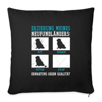 Hundetraining ERZIEHUNG MEINES NEUFUNDLÄNDERS - Sofakissenbezug 45 x 45 cm - Schwarz - Vorne