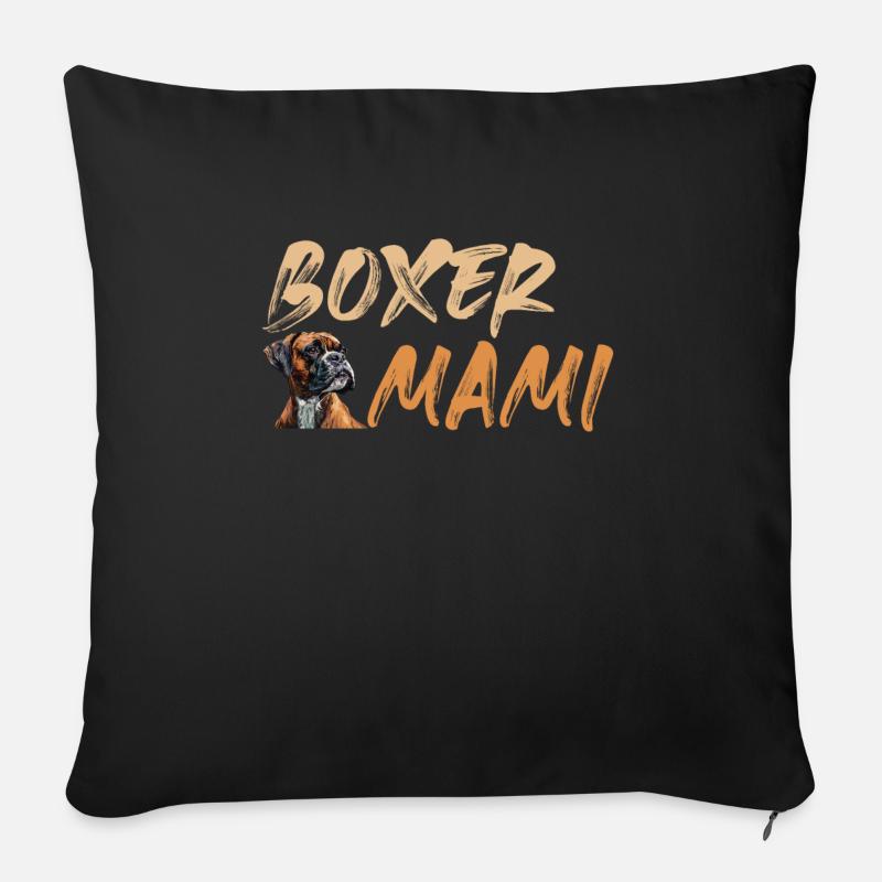 BOXER MAMI Deutscher Boxer Hund Besitzerin - Sofakissenbezug 45 x 45 cm - Schwarz
