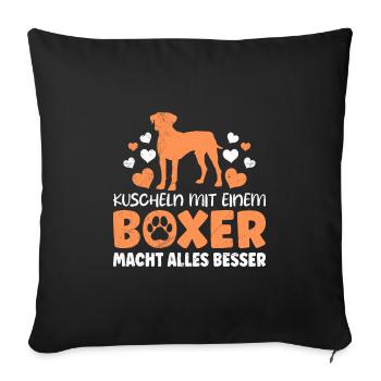 Hundebesitzer KUSCHELN MIT EINEM BOXER Sweet - Sofakissenbezug 45 x 45 cm - Schwarz - Vorne