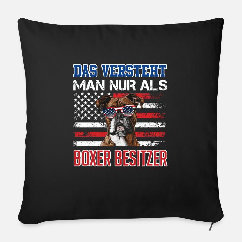 Boxer Hund DAS VERSTEHT MAN NUR ALS BOXER BESITZER - Sofakissenbezug 45 x 45 cm - Schwarz
