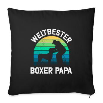 Deutscher Boxer WELTBESTER BOXER PAPA Boxer Fan - Sofakissenbezug 45 x 45 cm - Schwarz - Vorne