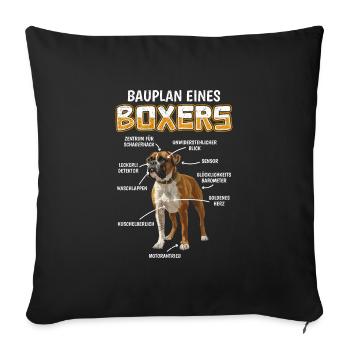 Deutscher Boxer BLUEPRINT OF A BOXER Lustiges - Sofakissenbezug 45 x 45 cm - Schwarz - Vorne