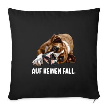Deutscher Boxer AUF KEINEN FALL Sturer Boxer Hund - Sofakissenbezug 45 x 45 cm - Schwarz - Vorne