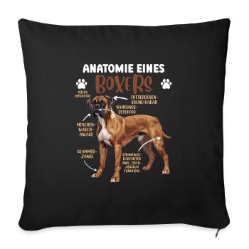 Deutscher Boxer Hund ANATOMIE EINES BOXERS - Sofakissenbezug 45 x 45 cm - Schwarz - Vorne