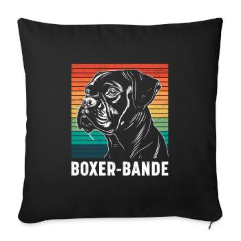 Deutscher Boxer Hundepapa BOXER-BANDE Lustiges - Sofakissenbezug 45 x 45 cm - Schwarz - Vorne