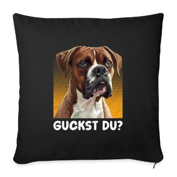 Deutscher Boxer GUCKST DU? Hundebesitzer Boxer - Sofakissenbezug 45 x 45 cm - Schwarz - Vorne