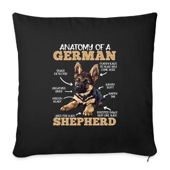 Anatomy of German Shepherd Funny - Sofa pillowcase 17,3'' x 17,3'' (45 x 45 cm) - black - Front