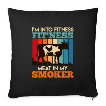 Griller J’AIME LA VIANDE DE FITNESS DANS MON FUMOIR Drôle - Housse de coussin décorative 45 x 45 cm - noir - Devant