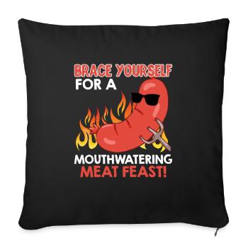 Grillez PRÉPAREZ-VOUS POUR UN FESTIN DE VIANDE ! - Housse de coussin décorative 45 x 45 cm - noir - Devant