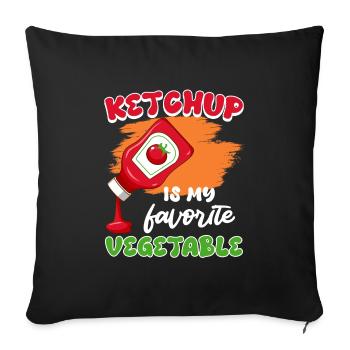 KETCHUP IS MY FAVORITE VEGGIE Funny - Sofa pillowcase 17,3'' x 17,3'' (45 x 45 cm) - black - Front