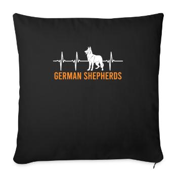 Deutscher Schäferhund HERZSCHLAG German Shepherds - Sofakissenbezug 45 x 45 cm - Schwarz - Vorne