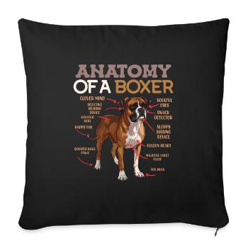 Chien Boxer Allemand ANATOMIE D’UN BOXER - Housse de coussin décorative 45 x 45 cm - noir - Devant