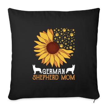 GERMAN SHEPHERD MOM Deutscher Schäferhund - Sofakissenbezug 45 x 45 cm - Schwarz - Vorne