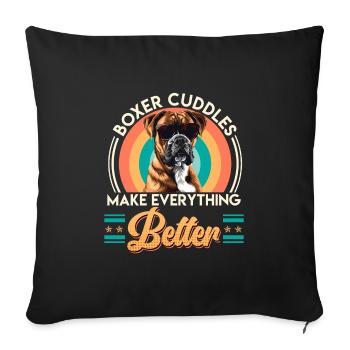 Boxer allemand SE BLOTTIR AVEC UN BOXER MIEUX - Housse de coussin décorative 45 x 45 cm - noir - Devant