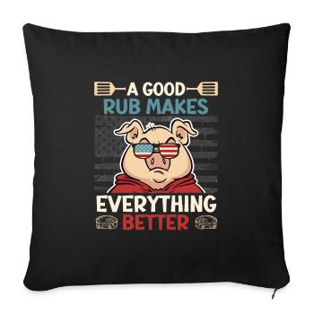 Grillmeister A GOOD RUB MAKES EVERYTHING BETTER - Sofa pillowcase 17,3'' x 17,3'' (45 x 45 cm) - black - Front