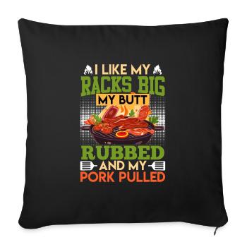 Grillfeste J’AIME MES RACKS GROS MES FESSES FROTTÉES - Housse de coussin décorative 45 x 45 cm - noir - Devant