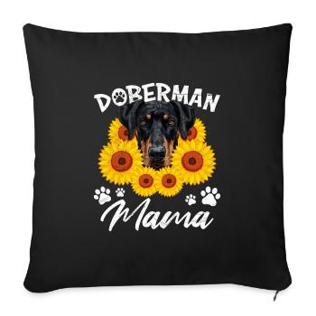 DOBERMAN MOM Hundebesitzer Doberman MAMA - Sofakissenbezug 45 x 45 cm - Schwarz - Vorne