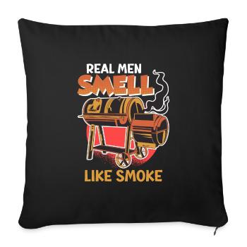 BBQ LES VRAIS HOMMES SENTENT LA FUMÉE Grillades drôles - Housse de coussin décorative 45 x 45 cm - noir - Devant