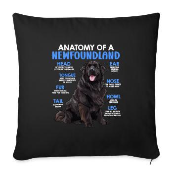 Newfoundland ANATOMY OF A NEWFOUNDLAND Dogs - Sofa pillowcase 17,3'' x 17,3'' (45 x 45 cm) - black - Front