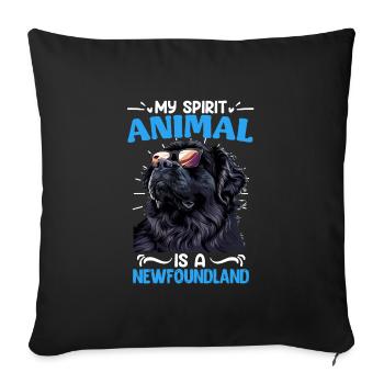 Newfie owner MY SPIRIT ANIMAL IS A NEWFOUNDLAND - Sofa pillowcase 17,3'' x 17,3'' (45 x 45 cm) - black - Front