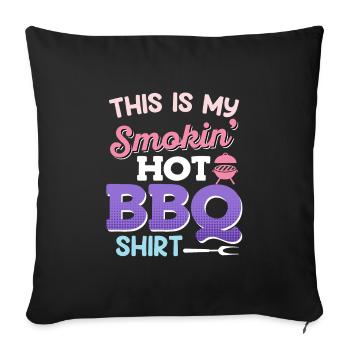 Grillfeste C’EST MA CHEMISE DE BARBECUE CHAUDE QUI FUME - Housse de coussin décorative 45 x 45 cm - noir - Devant