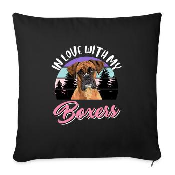 German Boxer IN LOVE WITH MY BOXER Women - Sofa pillowcase 17,3'' x 17,3'' (45 x 45 cm) - black - Front
