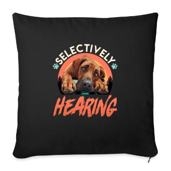 Rhodesian Ridgeback Drôle ÉCOUTE SÉLECTIVE - Housse de coussin décorative 45 x 45 cm - noir - Devant