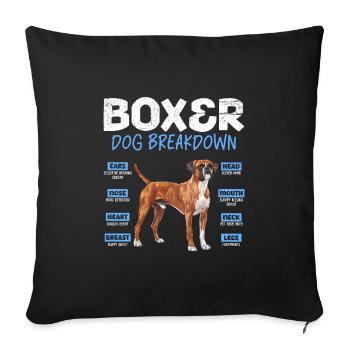 BOXER DOG BREAKDOWN Deutscher Boxer Lustiges - Sofakissenbezug 45 x 45 cm - Schwarz - Vorne