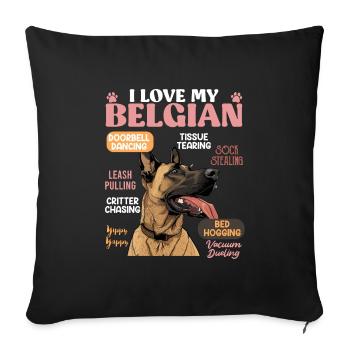 Belgian Shepherd LOVE MY BELGIAN MALINOIS - Sofa pillowcase 17,3'' x 17,3'' (45 x 45 cm) - black - Front