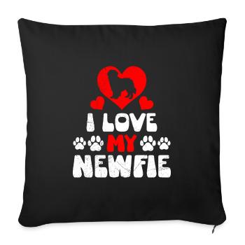 Propriétaires de chiens J’AIME MES AMOUREUX NEWFIE - Housse de coussin décorative 45 x 45 cm - noir - Devant