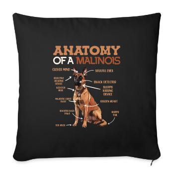 ANATOMY OF MY MALINOIS Belgian Shepherd - Sofa pillowcase 17,3'' x 17,3'' (45 x 45 cm) - black - Front