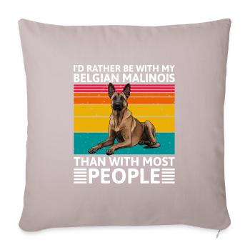 Malinois I'D RATHER BE WITH BELGIAN MALINOIS - Sofa pillowcase 17,3'' x 17,3'' (45 x 45 cm) - light taupe - Front
