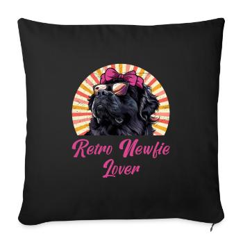 RETRO NEWFIE LOVER Terre-Neuve Chien Maman - Housse de coussin décorative 45 x 45 cm - noir - Devant