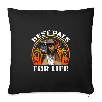 Deutscher Boxer BEST PALS FOR LIFE Cooles - Sofakissenbezug 45 x 45 cm - Schwarz - Vorne