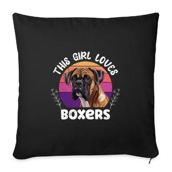 Boxer Dog Mom THIS GIRL LOVES BOXERS Funny - Sofa pillowcase 17,3'' x 17,3'' (45 x 45 cm) - black - Front