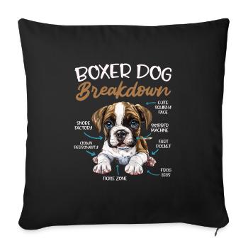 BOXER DOG BREAKDOWN Deutscher Boxer Lustiges - Sofakissenbezug 45 x 45 cm - Schwarz - Vorne