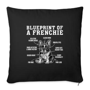 Bouledogue français Plan d’un Frenchie - Housse de coussin décorative 45 x 45 cm - noir - Devant