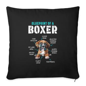 Boxer allemand PLAN D’UN BOXER Drôle - Housse de coussin décorative 45 x 45 cm - noir - Devant