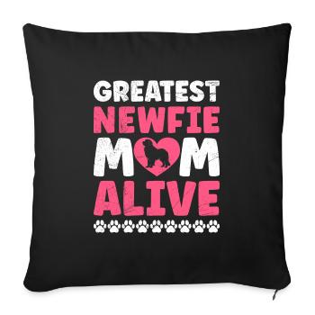 Terre-Neuve GREATEST NEWFIE MOM ALIVE Drôle - Housse de coussin décorative 45 x 45 cm - noir - Devant