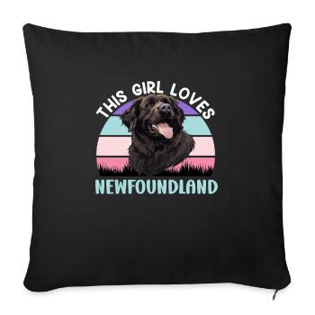 Newfie THIS WOMAN LOVES NEWFOUNDLAND OWNER - Sofa pillowcase 17,3'' x 17,3'' (45 x 45 cm) - black - Front