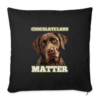 Brown Labrador CHOCOLATE LABS MATTE Labrador - Sofa pillowcase 17,3'' x 17,3'' (45 x 45 cm) - black - Front