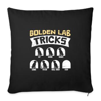 Labrador GOLDEN LAB TRICKS Labrador Dog Funny - Sofa pillowcase 17,3'' x 17,3'' (45 x 45 cm) - black - Front